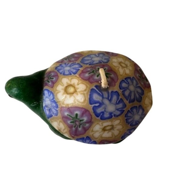 Wax Turtle Candle With Floral Design - Picture 2 of 4